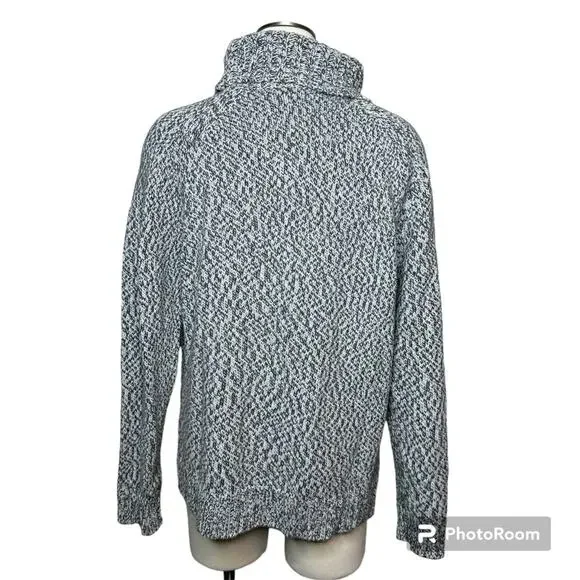 Eddie Bauer Cotton Grey Black Chunky Knit Turtleneck Sweater Size S - Picture 2 of 6